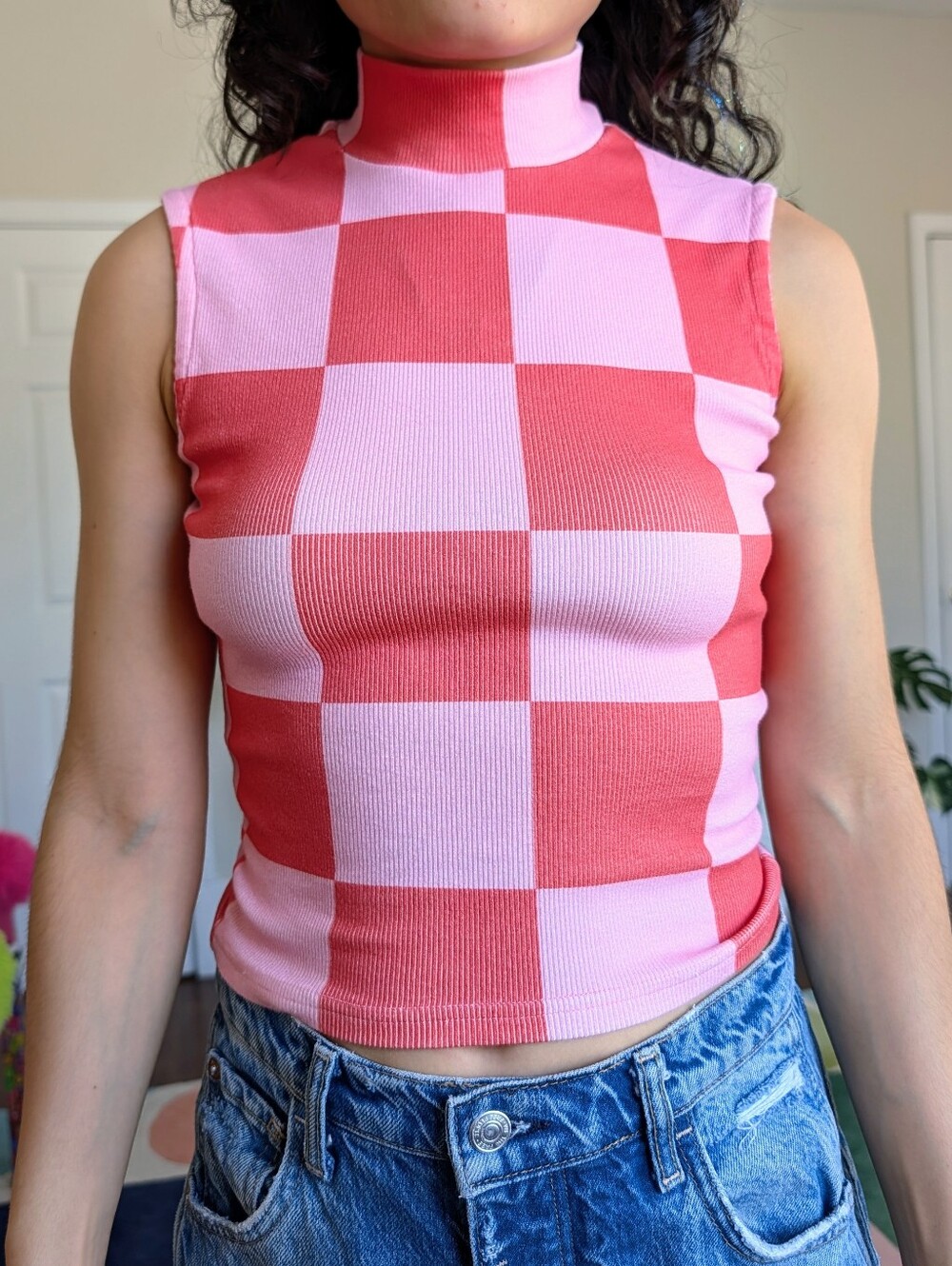 Isabella Eve Apparel Rue Top - Pink and red checkerboard crop top - Picture 4 of 7
